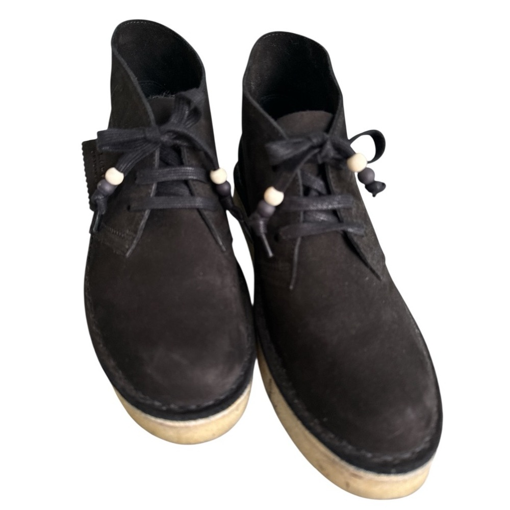 Clarks Original Jet Black Desert Boots Nubuck Suede Classic Chukka Crepe Soles 8